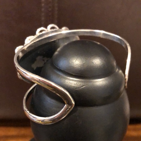 VINTAGE Sterling Silver Turquoise Coral Cuff Bangle Bracelet - Picture 6 of 11